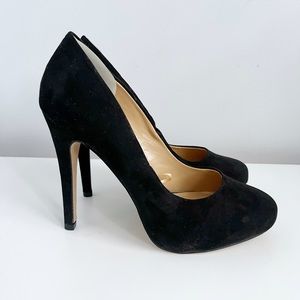 Express Faux Suede Black Platform Heels